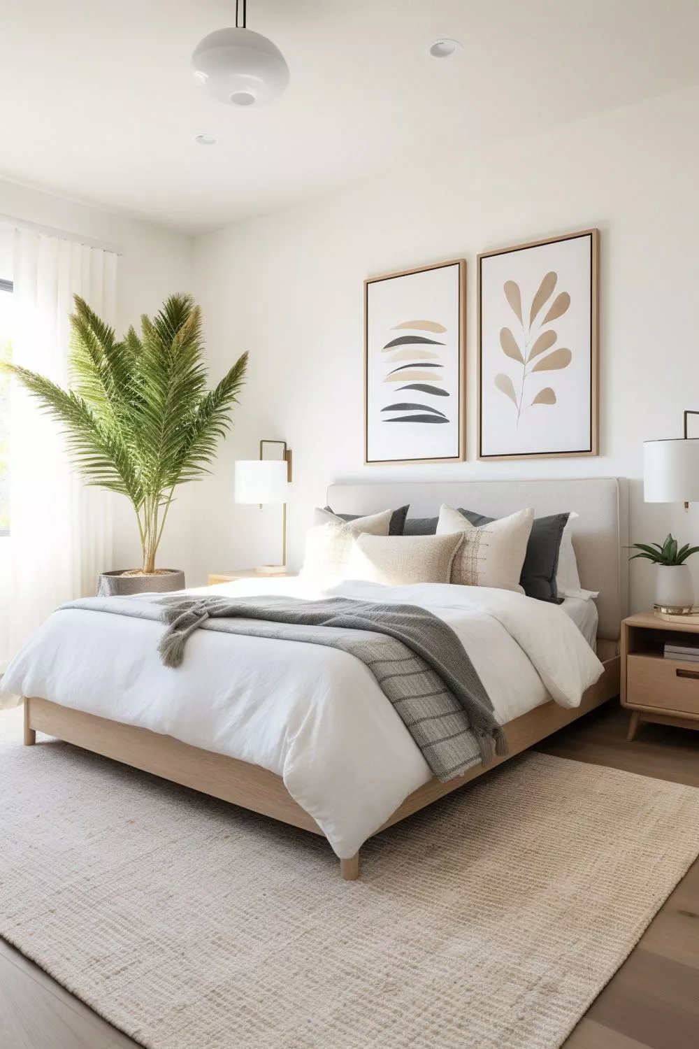 Embrace tranquility with this Scandinavian-inspired bedroom. Neutral tones and minimalist decor create a soothing sanctuary perfect for total relaxation.