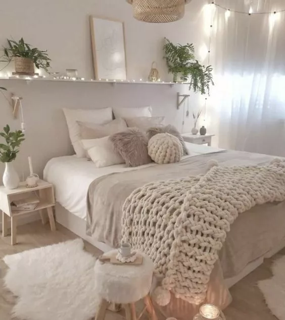 Discover pure comfort with a blend of textures and serene decor that transform this bedroom into a tranquil haven of relaxation.