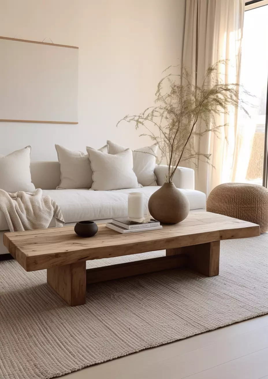 Discover the serene beauty of Scandinavian design with this minimalist living room featuring natural wood and calming neutral tones.