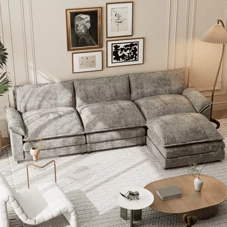 Discover the perfect blend of chic comfort and modern style with this plush sofa setting, ideal for elevating any contemporary living room.