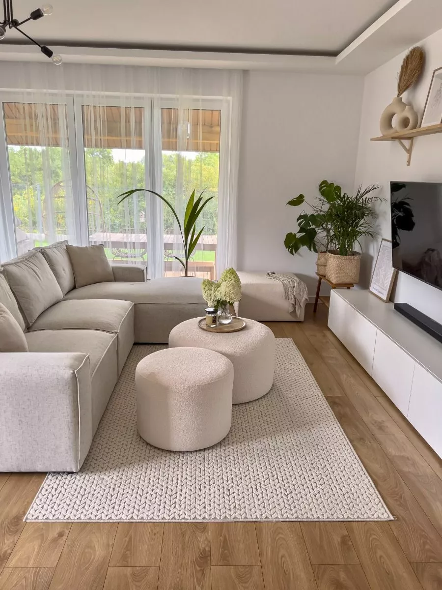 Explore a harmonious blend of neutral tones and modern elegance with our minimalist living room inspiration.