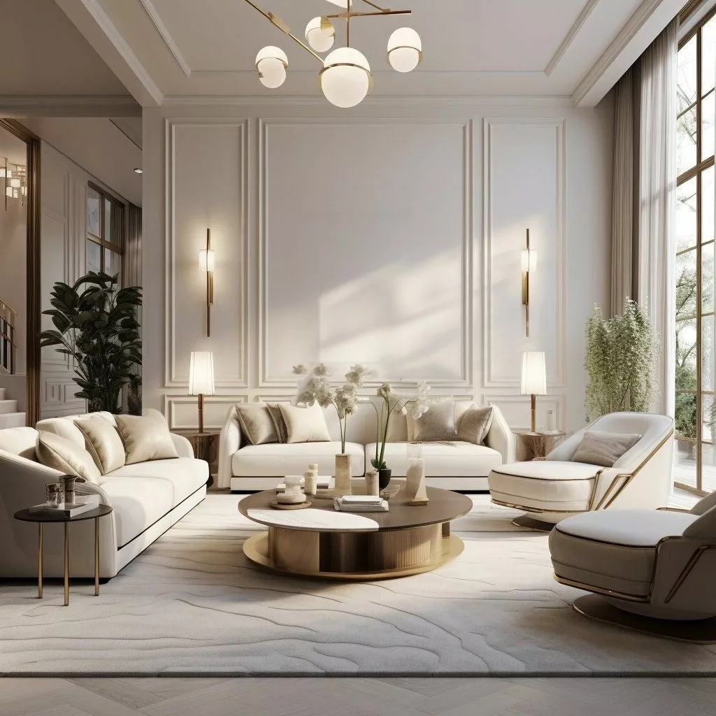 Discover a haven of elegance and tranquility with plush seating, chic lighting, and refined decor that exude sophistication in this aesthetically pleasing living space.