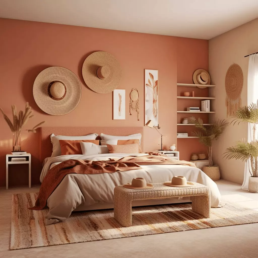 Transform your bedroom into a warm, boho-inspired sanctuary with natural textures, earthy tones, and stylish accents.